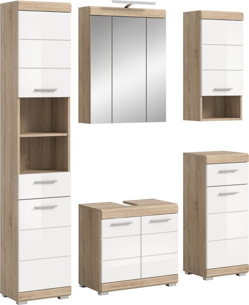 Xonox.Home 3Tlg. BadmöBel-Set Unterschrank Spiegelschrank Aufsatzleuchte Lambada-image