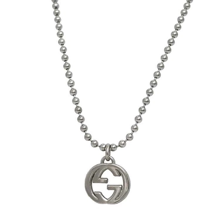 Collier Gucci argent imbriqué 479217 accessoire bijoux unisexes polis