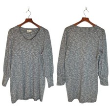 Madewell Women’s Size Small Sweater Dress Heathered Gray Puff Sleeve Scoop Neck