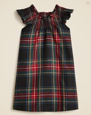 New Crewcuts Girls Nightgown 8 12 Smocked Flannel Sleeveless Black Red Tartan