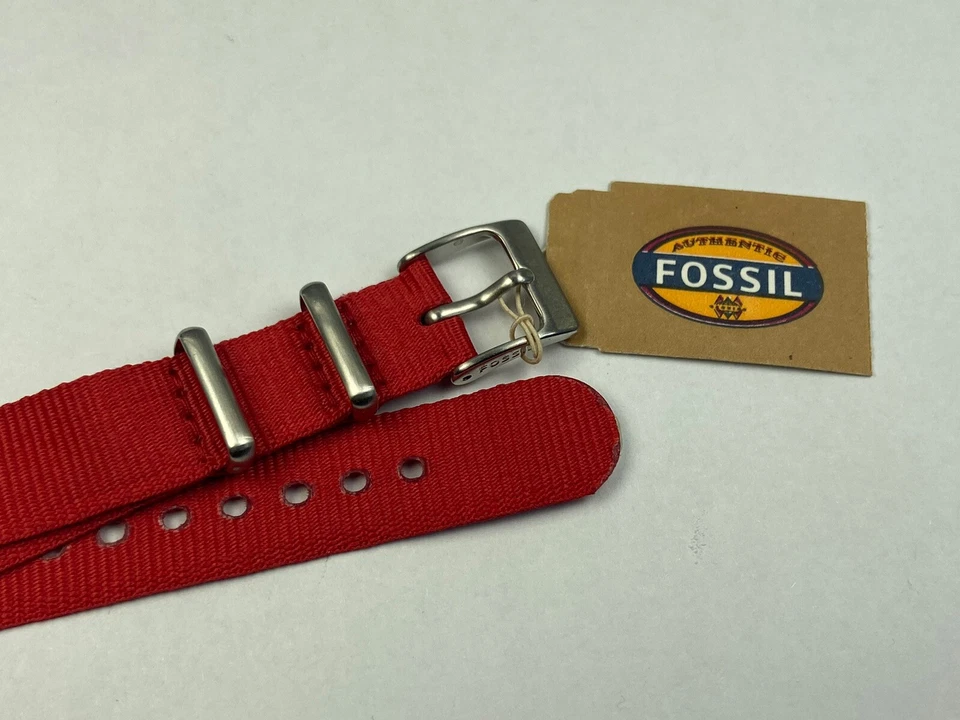 Correa de reloj de pulsera de nailon rojo fósil 10" difícil de encontrar Foto 2 de 4