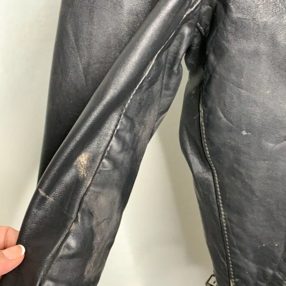 Vintage 70s Brooks Cafe Racer Leather Jacket 42 Black Liner Motorcycle Biker - Image 4 of 4