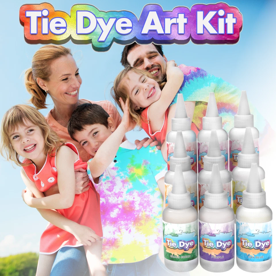 Tie Dye Kit Set of 9 Colours Ink Tie-Dye Kits for Dyeing Fabric Clothes 90pc Set - Image 2 of 4