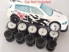 CERCHI IN GOMMA 1/64 NERO/BIANCO 5 SET MISURA 8/10 HOT WHEEL HONDA CIVIC PNEUMATICI 
