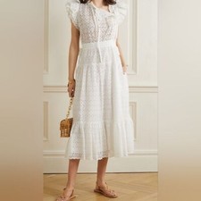 MSRP $645 Ulla Johnson Lucille ruffled broderie anglaise cotton SZ 4