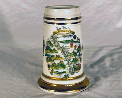 RARE! Schmidt Koblenz Bogenstr. 103 Beer Stein - Map of Der Rhein