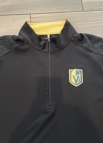Majestic Las Vegas Golden Knights 1/4 Zip Pullover Shirt Mens Large Black NHL - Picture 2 of 5
