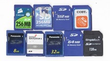 Lot Of 9x Misc. Brands 8MB 32MB 64MB 128MB 256MB 512MB SD Camera Memory Cards