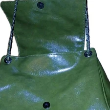  OliveGreen Faux Leather Fashion Bag  10inx8"Pre-owned Vintage Color, 