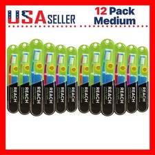 Reach Crystal Clean Toothbrush MEDIUM x 12 Pack with Travel Cap Firm Bristles