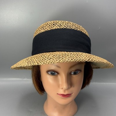 Green Club Lipodo Breezy Straw Hat Womens One Size Brown Black Grosgrain Band