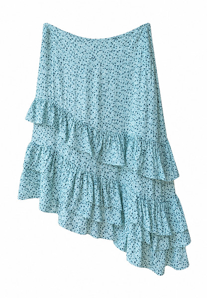 Morrison Sz 2 / 10 Boho Chic Blue Ditsy Floral Ruffle Asymmetrical Skirt