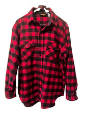 VINTAGE WOOLRICH RED MACKINAW BUFFALO PLAID BUTTON WOOL SHIRT JACKET MEN'S XL