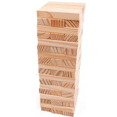 EMKAY ® eMKay® Large Natural Wooden Tumbling Tower Game 54 Stacking Block Kid Family Toy