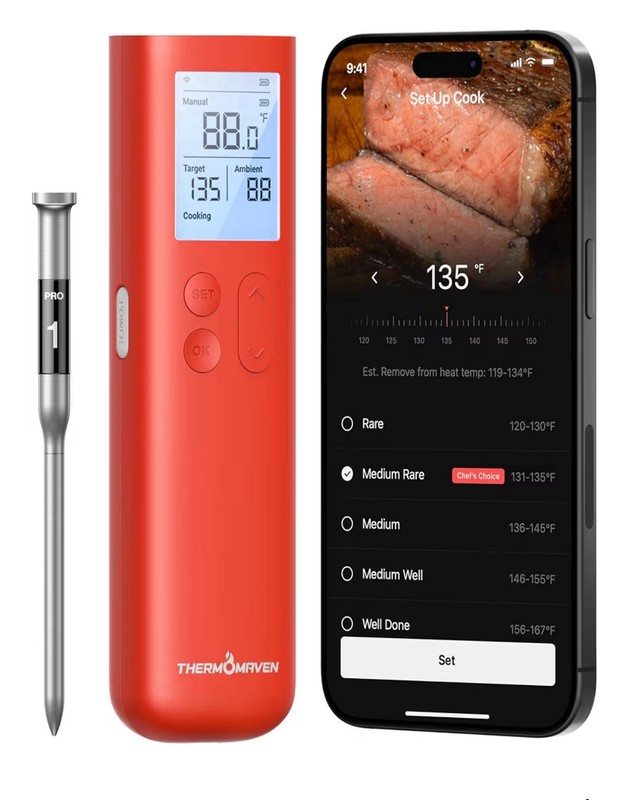 ThermoMaven Smart Bluetooth Wireless Meat Thermometer, 10X Enhanced Sub-1G