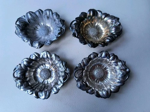 4 Antique Sterling Silver 925 Nut Dishes CINERARIA Les Cinq Fleurs REED & BARTON