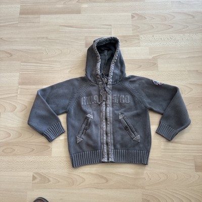 Riverwoods  Knit Bear Full Zip Hood Sweater Distressed Gray Kids Size 6