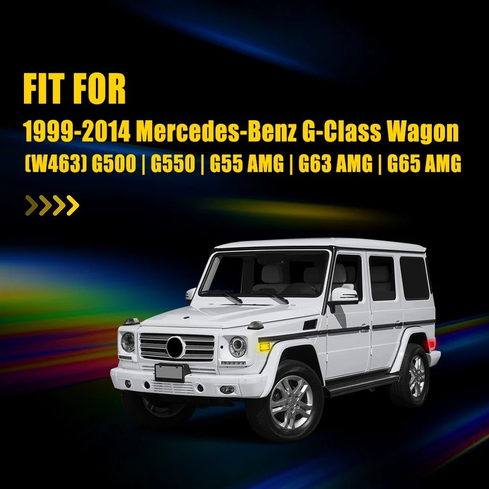 F&R LED Side Marker Light Smoked For 02-14 Mercedes-Benz W463 G500 G550 GClass W - Image 3 of 4