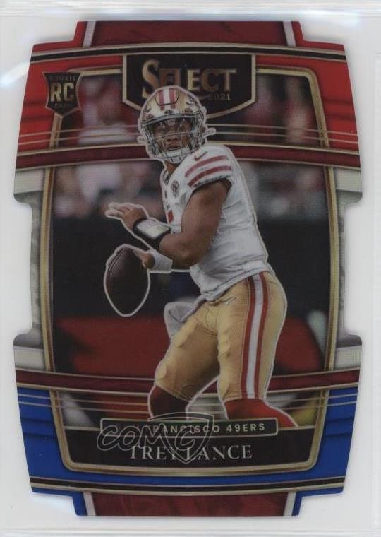 2021 Panini Select Concourse Red & Blue Prizm Die-Cut Trey Lance Rookie RC 0nr3