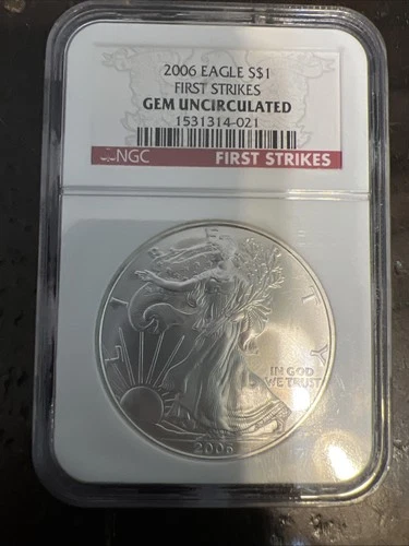 2006 Eagle S$1 First Strikes Gem Uncirculated Red Label Silver Dollar