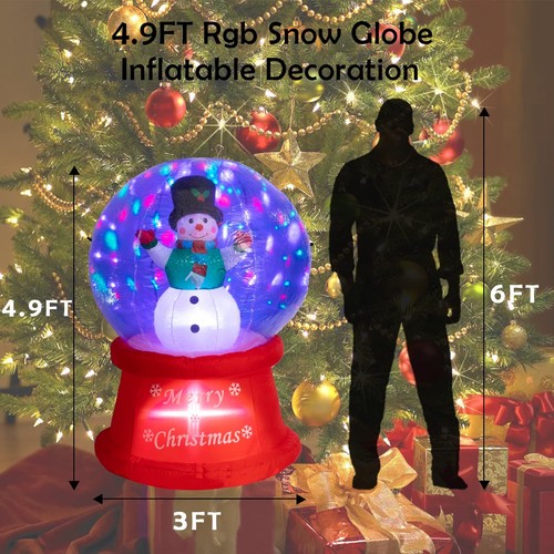 5FT Christmas Inflatables Snow Globe Outdoor Blow Up Yard Decorations with LE... - Picture 3 of 7