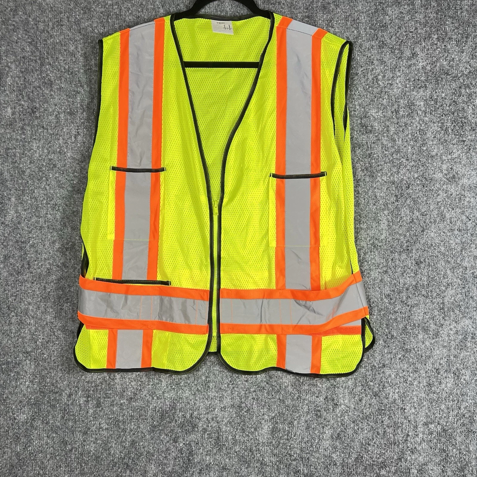 HDX ANSI Class 2 Safety Vest Hi Vis Reflective Mesh Zip Front One Size Yellow image 1