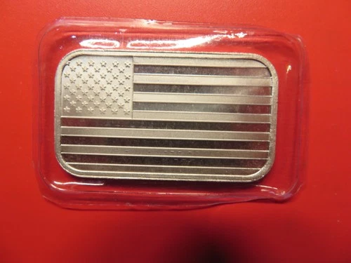 1 oz .999 Fine Silver Bar - American Flag Engravable - SEALED