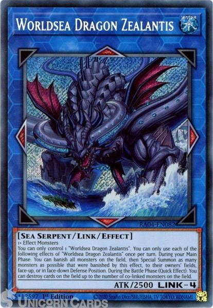 RA04-EN082 Worldsea Dragon Zealantis : Secret Rare 1st Edition Mint YuGiOh Card