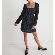 Madewell Seamed Long-Sleeve Mini Dress in Ditsy Floral Square Neck Size 4
