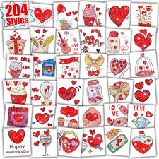 204 Glitter Styles Valentine'S Day Kids Temporary Tattoos, Valentines Party Supp