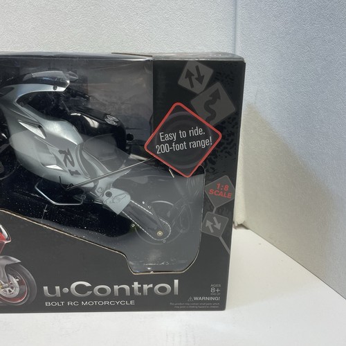 Brookstone U Control Bolt RC Remote Control Motorcycle Bike - Black - New - Afbeelding 3 van 7