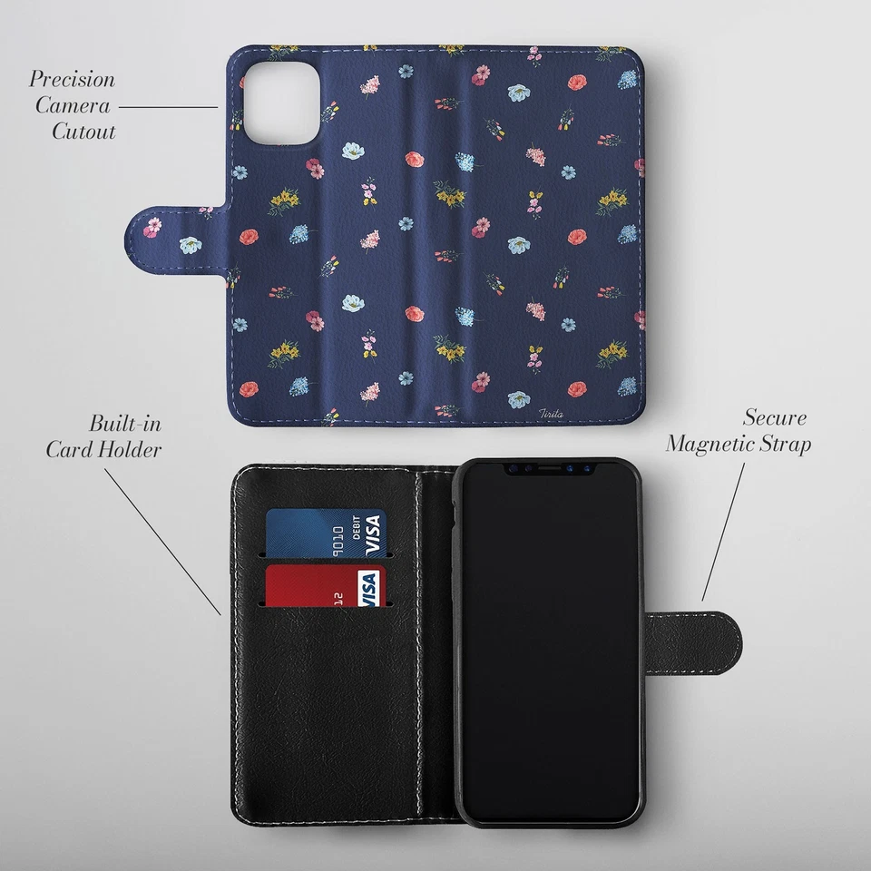 Funda Cartera Teléfono Personalizada para iPhone 16 16e 15 14 Pro Max Floral Abeja Shabby Foto 3 de 4