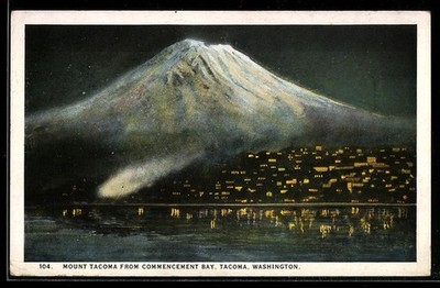 Tacoma, WA, Mount Tacoma from Commencement Bay, Ansichtskarte 