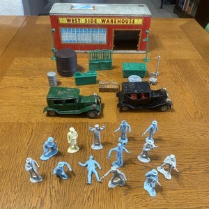Vintage 1961 Marx Tin Litho The Untouchables Playset West Side Warehouse Cars