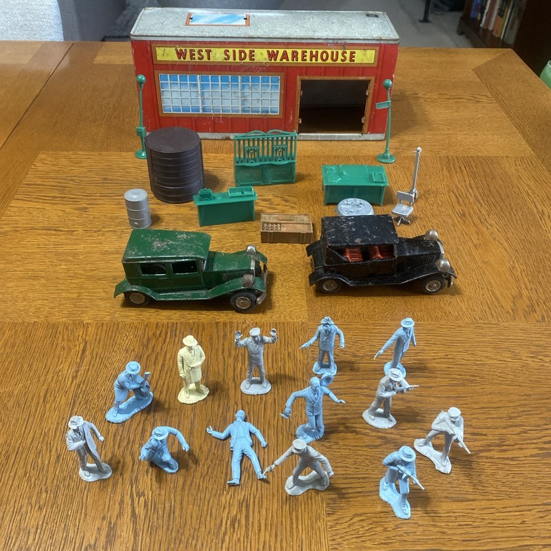 Vintage 1961 Marx Tin Litho The Untouchables Playset West Side Warehouse Cars