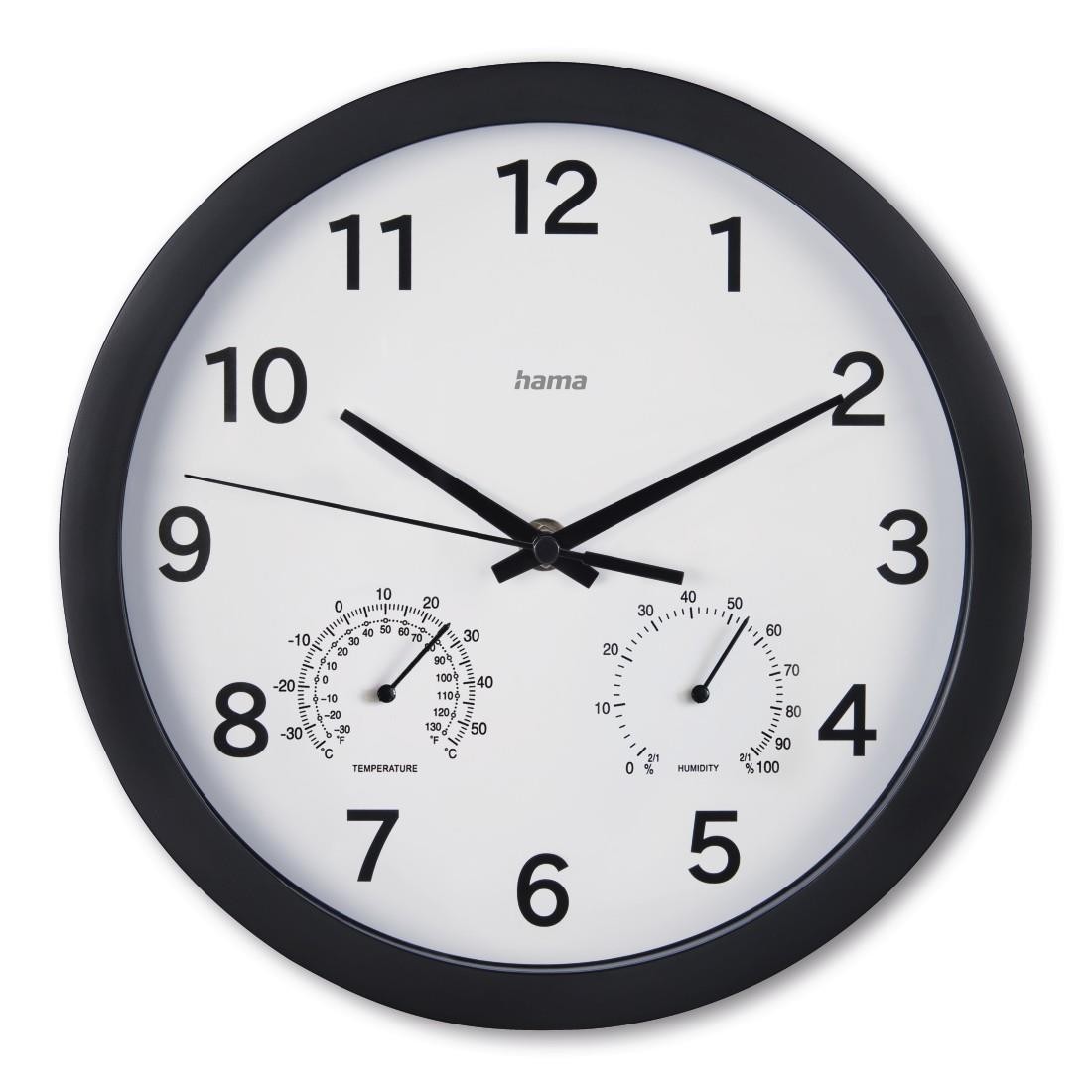Horloge murale anti-bruit Hama Malte avec hygromètre contre l'air sec du bureau