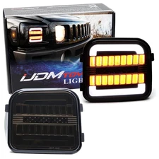 Smoked Full LED White Halo/Amber Sequential Blink Front Turn Signal For 06-10 H3