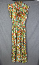 Code x Mode Sz Small Floral Smocked Bodice Long Maxi Dress Orange Green