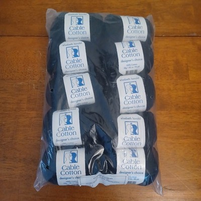 Elsebeth Lavold Cable Cotton Yarn 10 Skeins ~ Black 01 ~ 50 Gr / 93 Yds Each