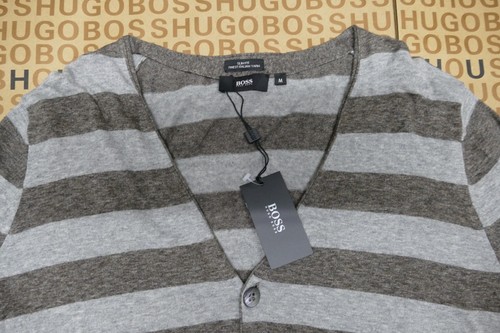 New Hugo BOSS mens grey brown Italian cardigan knit jumper pullover top medium M - Picture 9 of 23