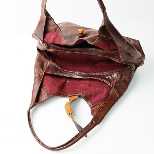 ANRIKUIR Leather Handbag Brown 35cm Vintage Look Minor Scuffs Japan Used - Picture 5 of 8