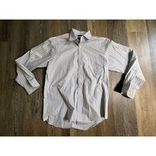 Chaps Button Down Shirt Mens 16 34/35 White Blue Plaid Non-Iron Classic Fit