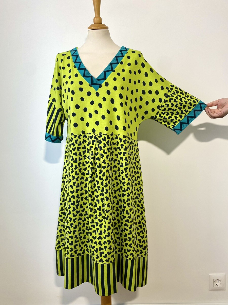 GUDRUN SJODEN Organic Cotton/Modal Neon Green Dress , Size:M