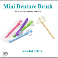 Dental Ortho Denture Case Mini Denture Brushes, 2-Sided Bristle Brush, 6 Colors