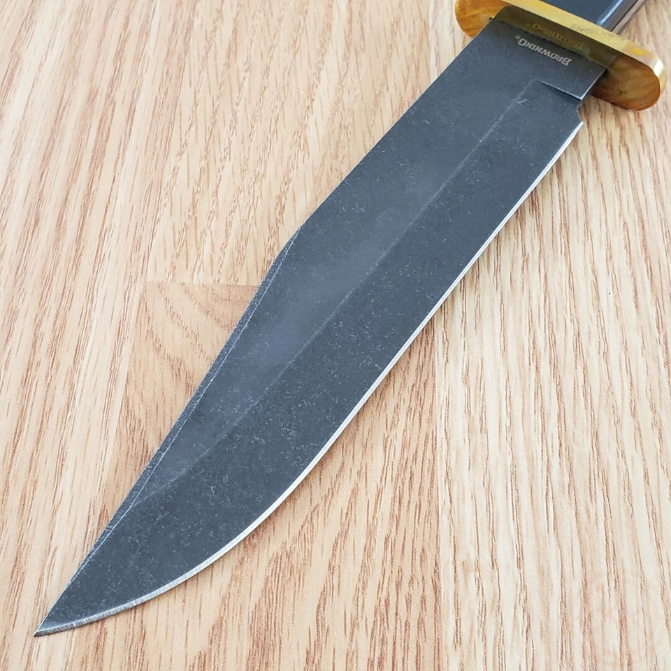 Cuchillo fijo Browning Bowie 7,5" hoja de acero inoxidable negro mango de madera de ébano Foto 4 de 4