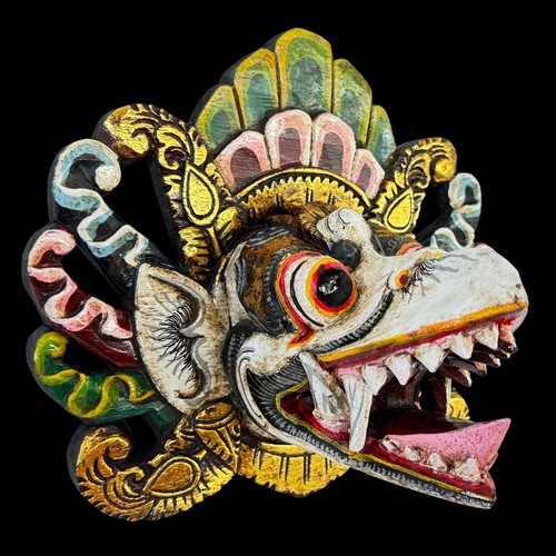 Garuda balinese mitica aquila indù maschera protezione mano decorazione parete legno intagliato - Foto 4 di 10