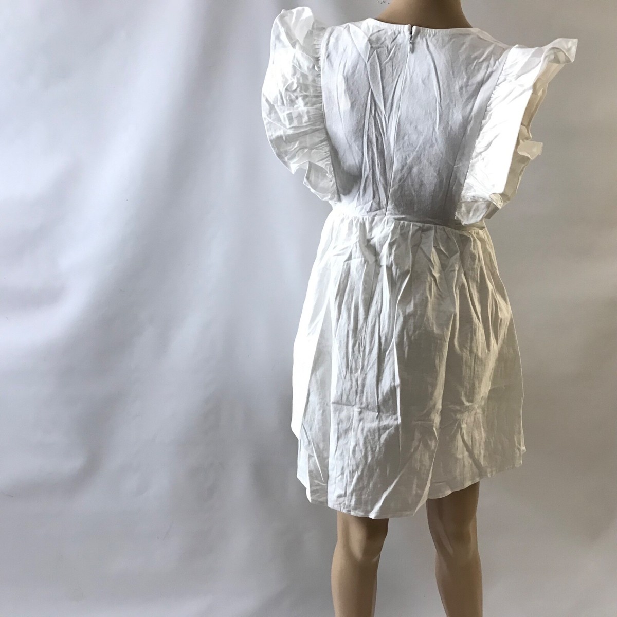 Entro Ruffle Sleeve Mini Dress White Size S Solid V-neck Casual Flare Boho Chic | eBay Entro Ruffle Sleeve Mini Dress White Size S Solid V-neck Casual Flare Boho Chic | eBay