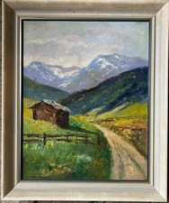 ::CH. MOSER-MOOSBURG 1930 CIRCA MOTIVO DALLA STIRIA AUSTRIA CORNICE OLIO ANTICO