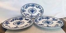 Vintage Set of 3 Oriental Blue Restaurant Ware Plates York Kitchen Equip Co 1972