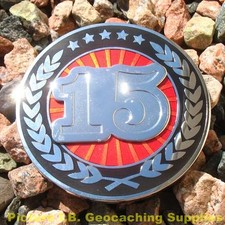 15 Years of Geocaching 2-PIECE GEOCOIN - R B Version